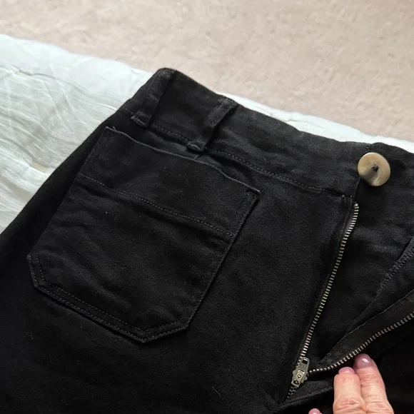 Anthropologie Maeve Black cropped, wide-leg pants. Cotton with a heavier weight - Picture 3 of 5